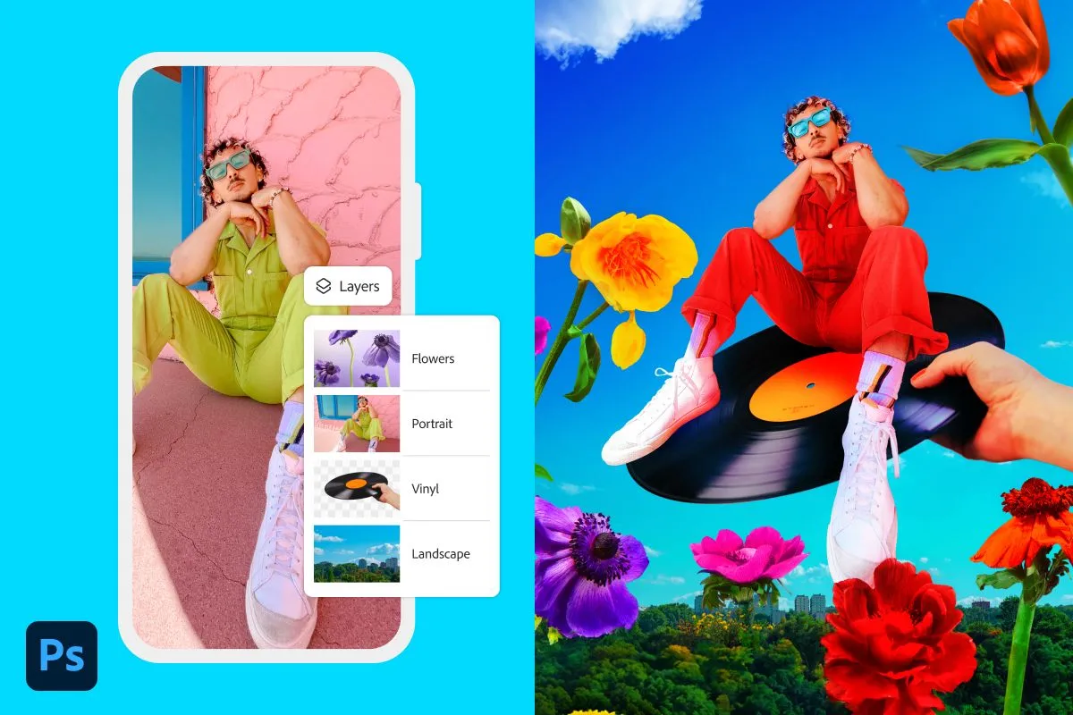 Ví dụ chỉnh sửa ảnh bằng Photoshop Mobile, thể hiện khả năng sáng tạo không giới hạn dành cho thế hệ người dùng mới.
