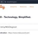 Ví dụ đường link rút gọn Bitly trỏ đến trang chủ MakeUseOf, minh họa sự ẩn giấu đích đến