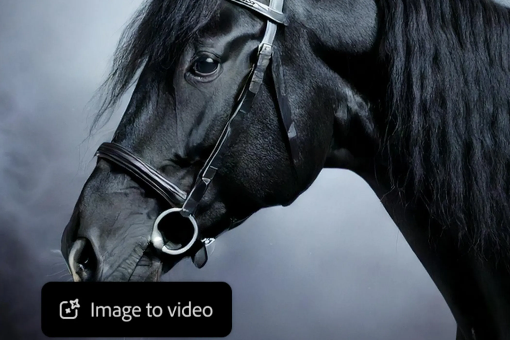 Ví dụ tạo video từ văn bản với Adobe Firefly, hình ảnh ngựa trong sương