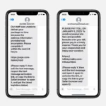 Ví dụ tin nhắn lừa đảo Smishing qua iMessage được phát hiện bởi Bleeping Computer