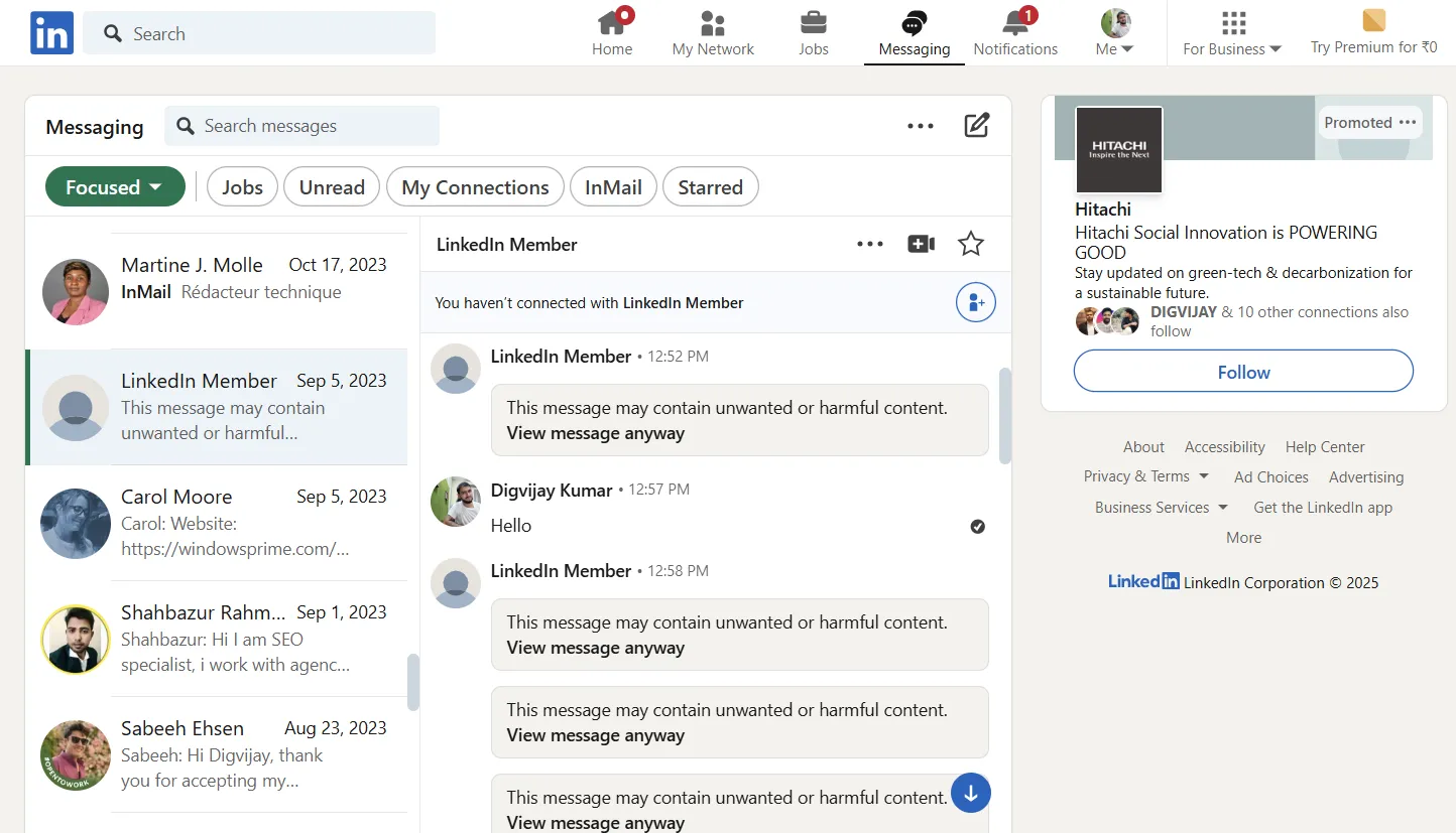 Ví dụ về chiêu trò tuyển dụng gấp rút trên LinkedIn
