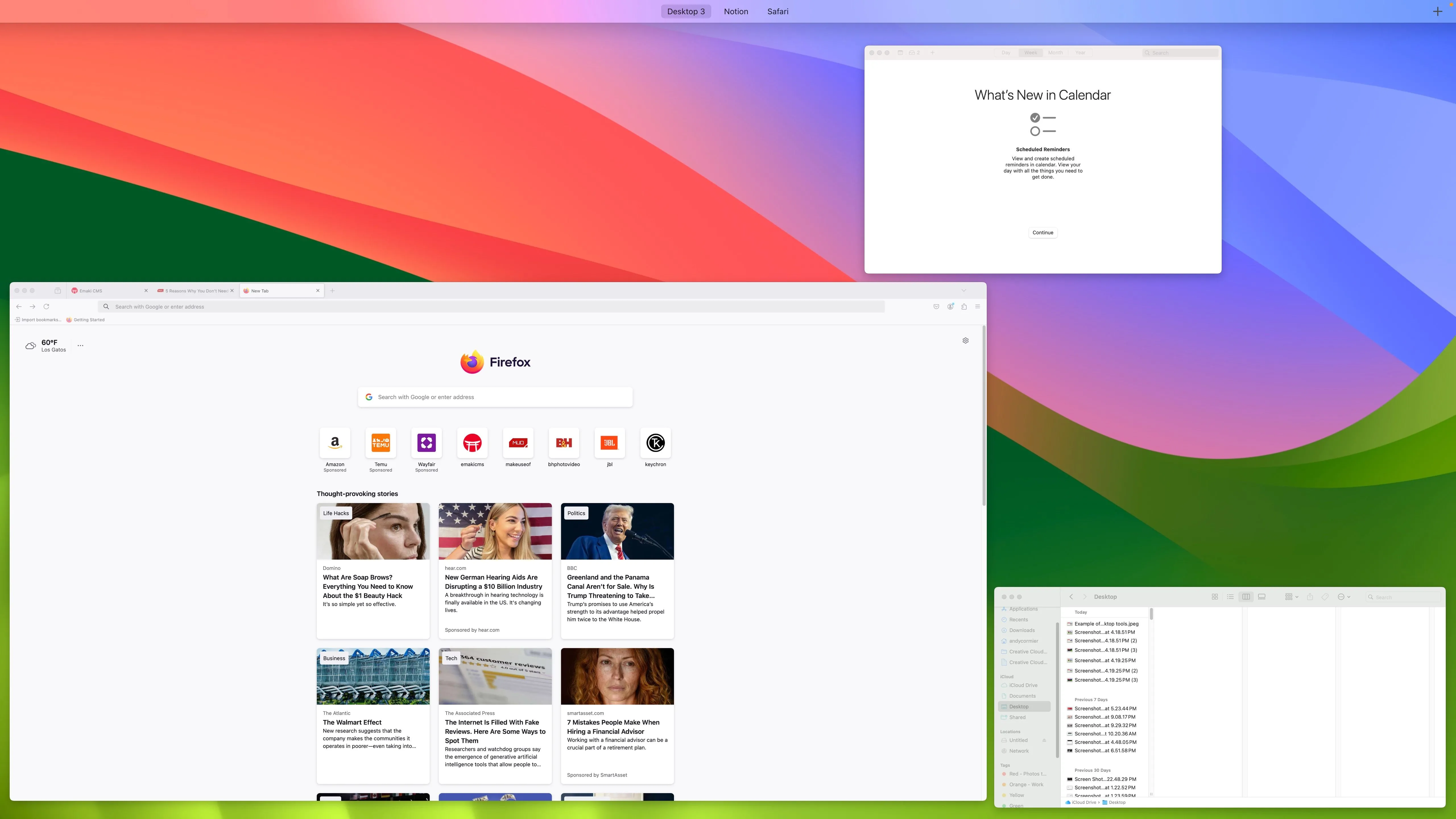 Ví dụ về công cụ đa màn hình ảo của macOS hiển thị các desktop ảo
