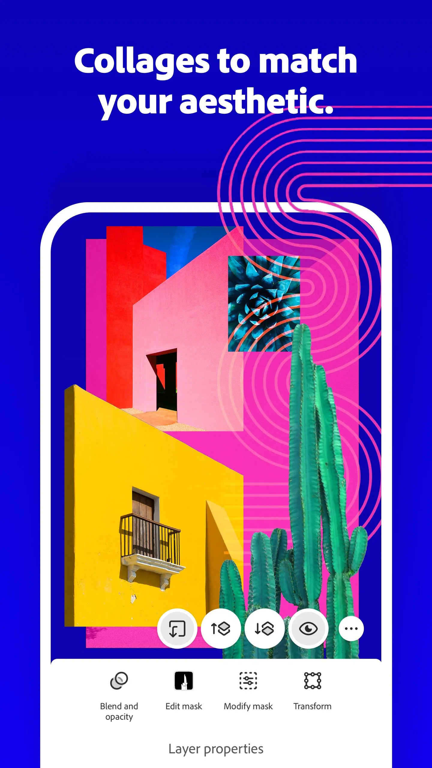 Ví dụ về khả năng tạo ảnh ghép (collage) chuyên nghiệp trên Photoshop Mobile.