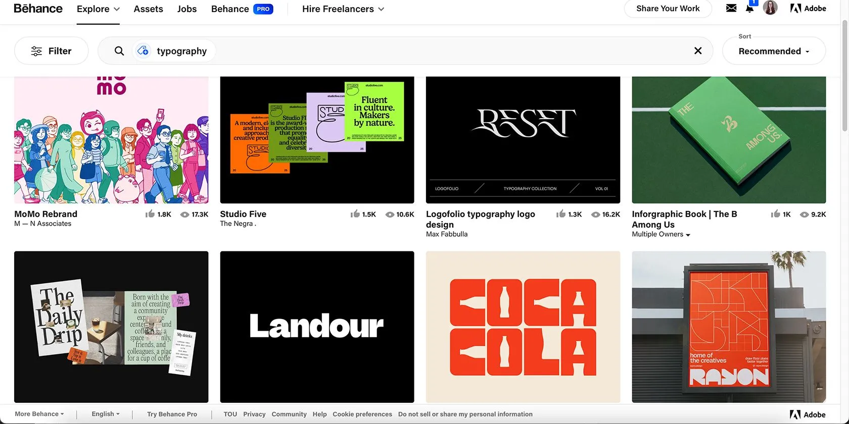 Ví dụ về thiết kế bố cục typography sáng tạo trên Behance