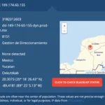 Vị trí địa chỉ IP trên trang web kiểm tra IP