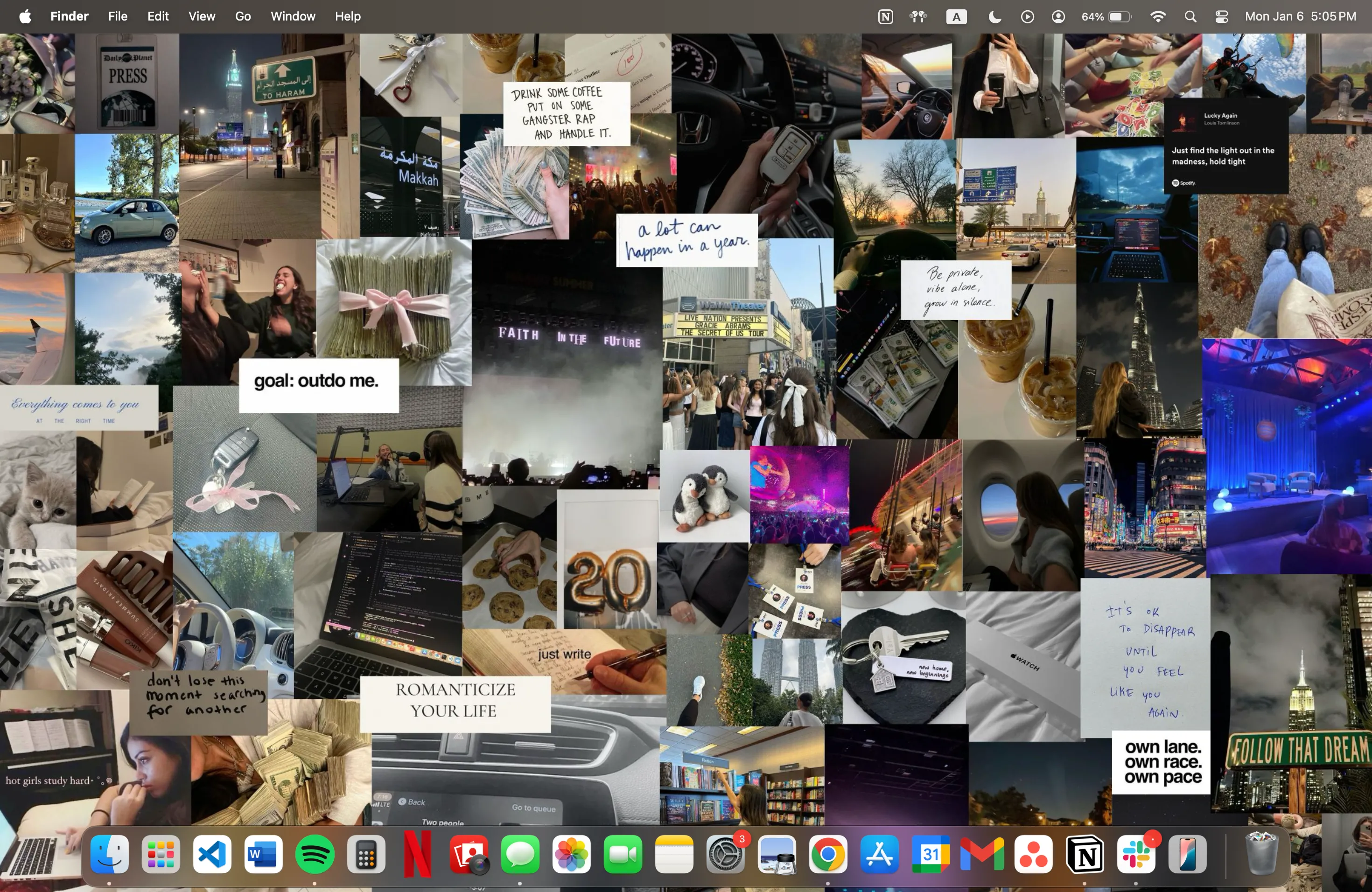Vision board được đặt làm hình nền MacBook