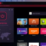 VPN tích hợp sẵn trên trình duyệt Opera GX đang bật, hiển thị trạng thái kết nối và vị trí máy chủ ảo.