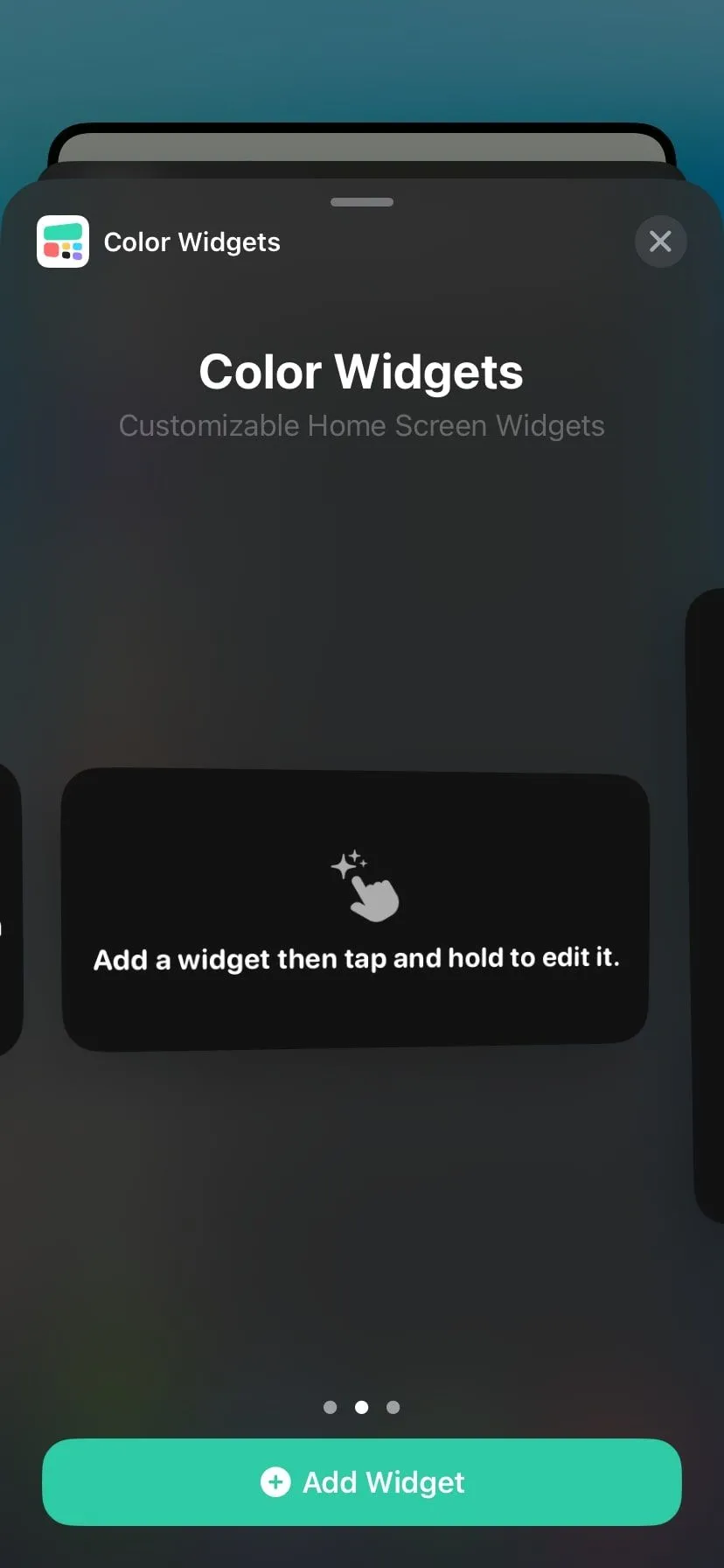 Widget Color Widget hiển thị các tùy chọn màu sắc và kiểu dáng trên trang widget