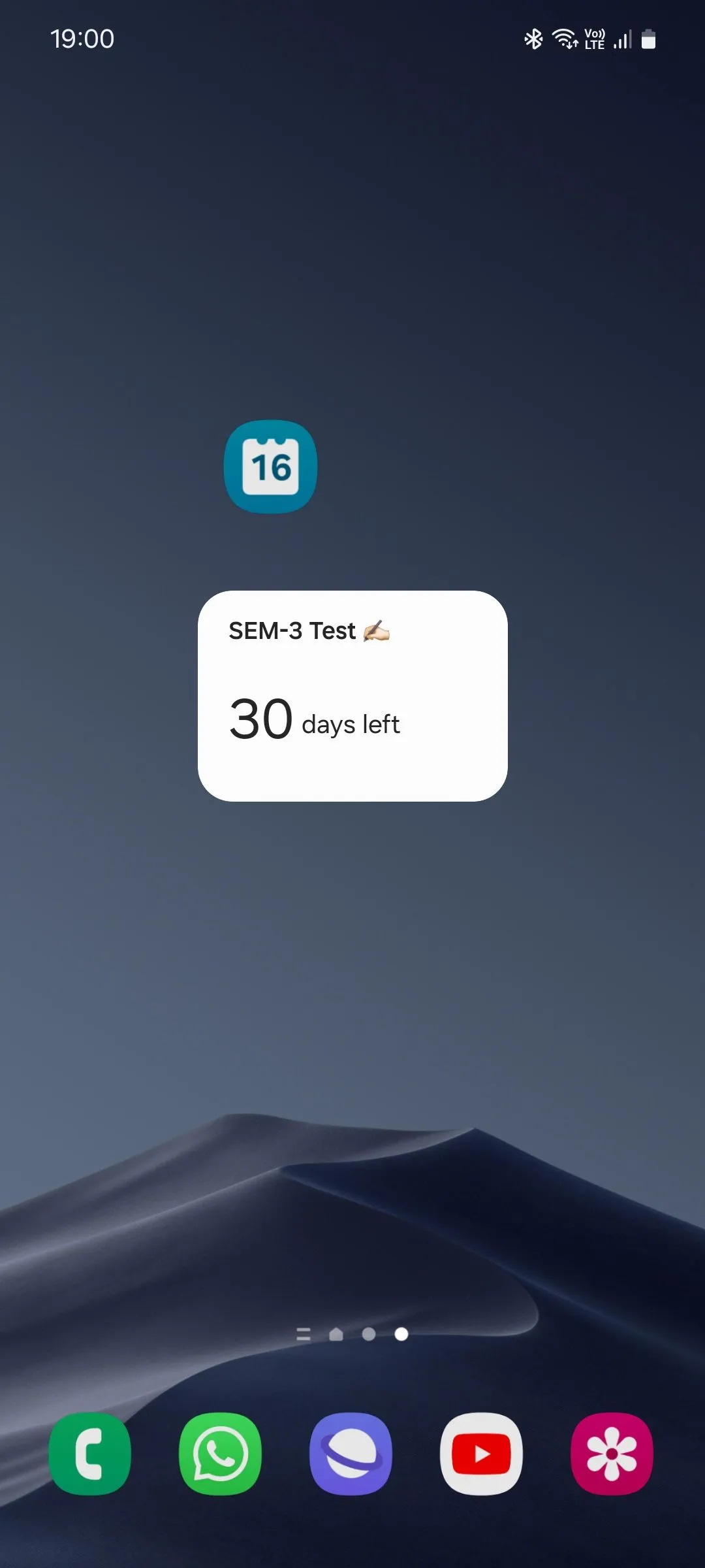 Widget đếm ngược của lịch Samsung trên màn hình chính