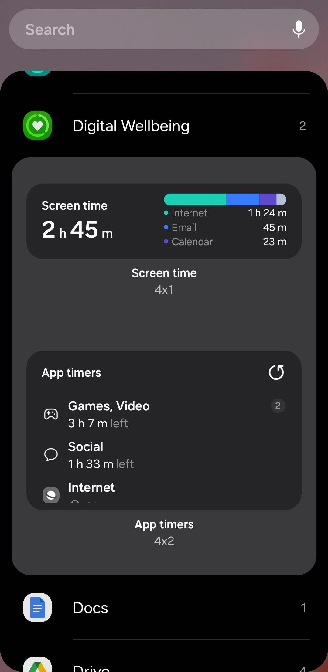 Widget Digital Wellbeing (Thời gian sử dụng kỹ thuật số) trên Android, hiển thị thời gian sử dụng ứng dụng