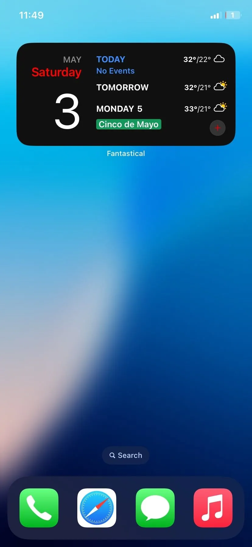 Widget Fantastical hiển thị lịch trình và sự kiện trực tiếp trên màn hình chính