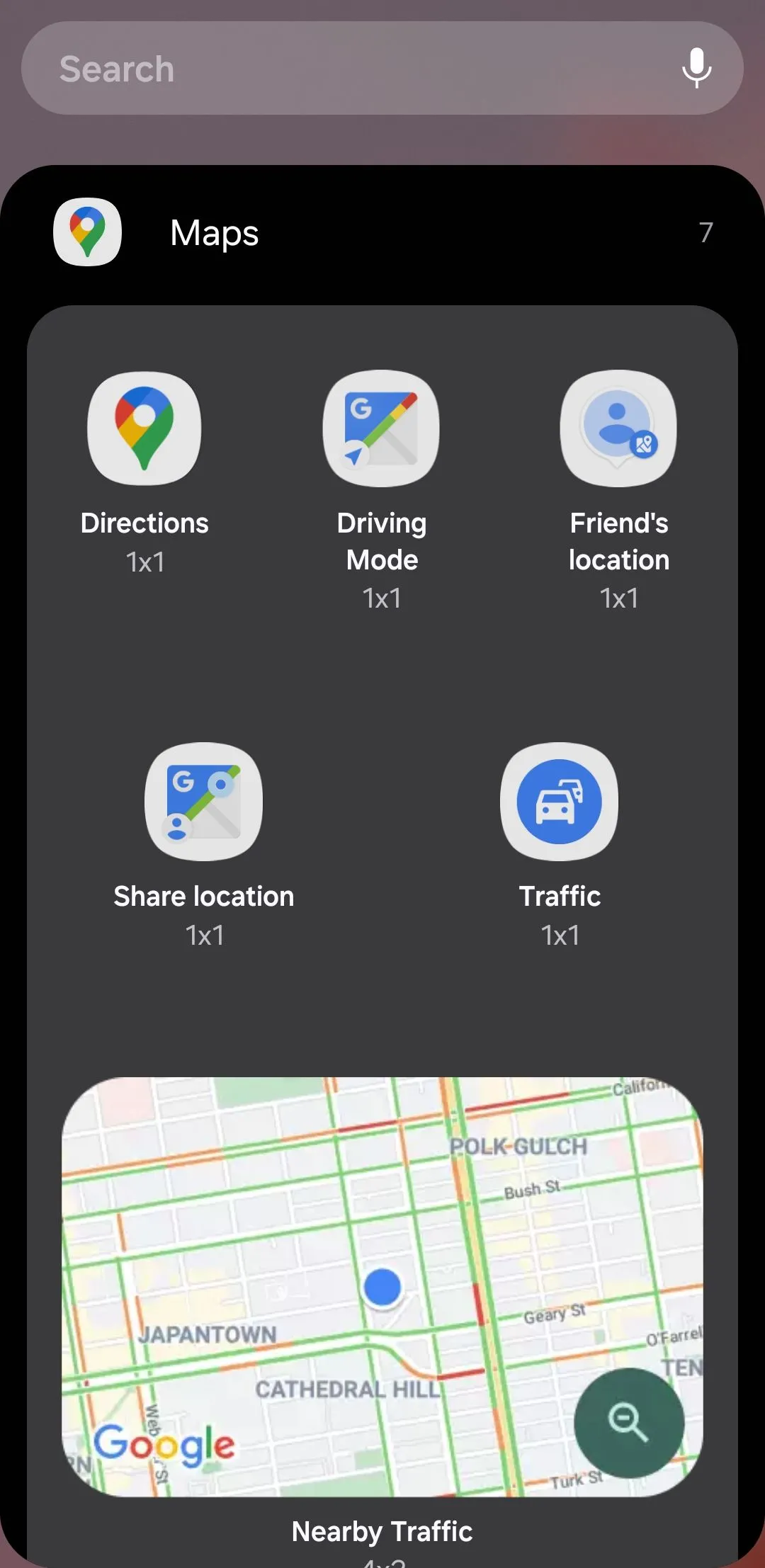 Widget Google Maps hiển thị tình hình giao thông lân cận theo thời gian thực trên Android
