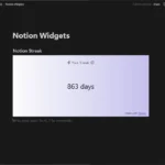 Widget Notion Streak hiển thị chuỗi ngày liên tục trên trang Notion để tạo động lực duy trì thói quen