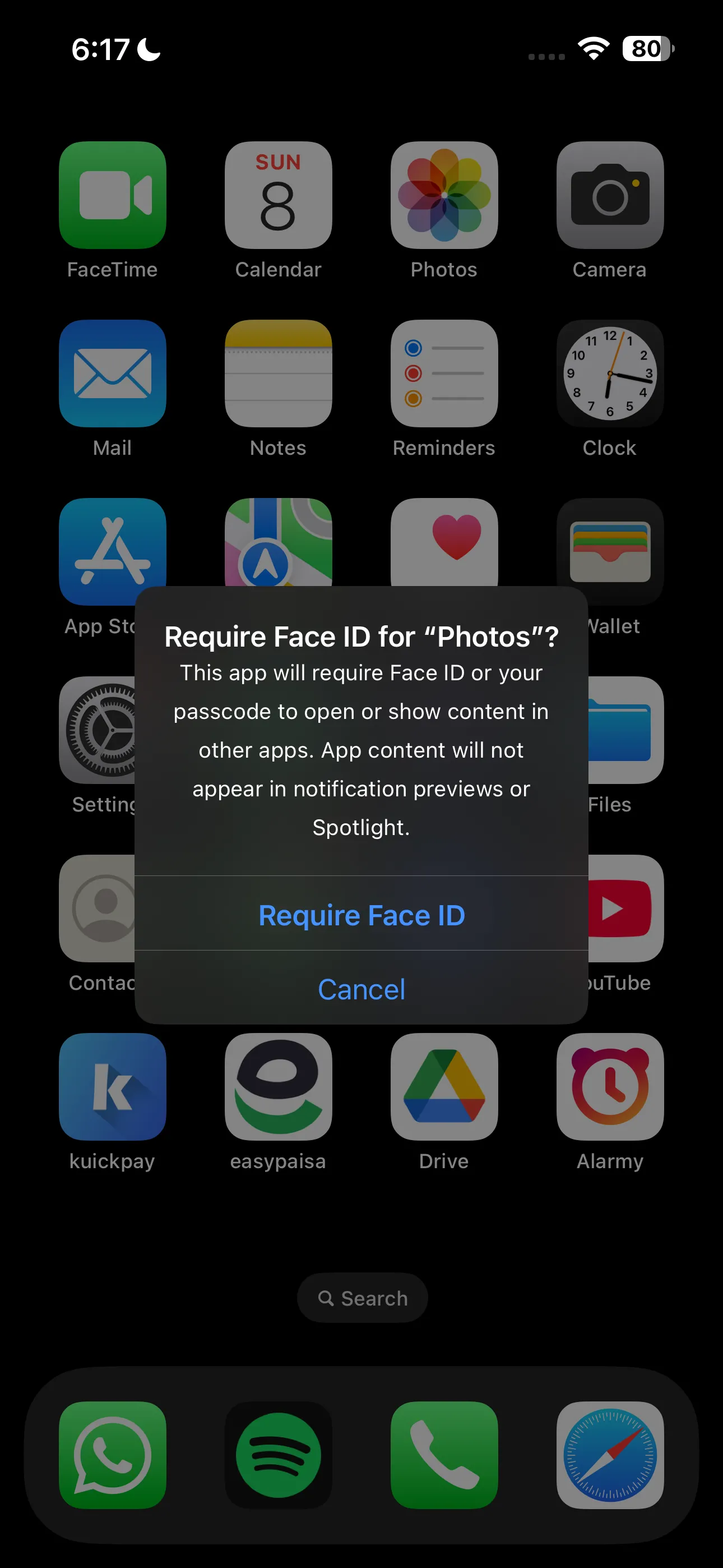 Xác nhận yêu cầu Face ID cho ứng dụng Ảnh trên iPhone
