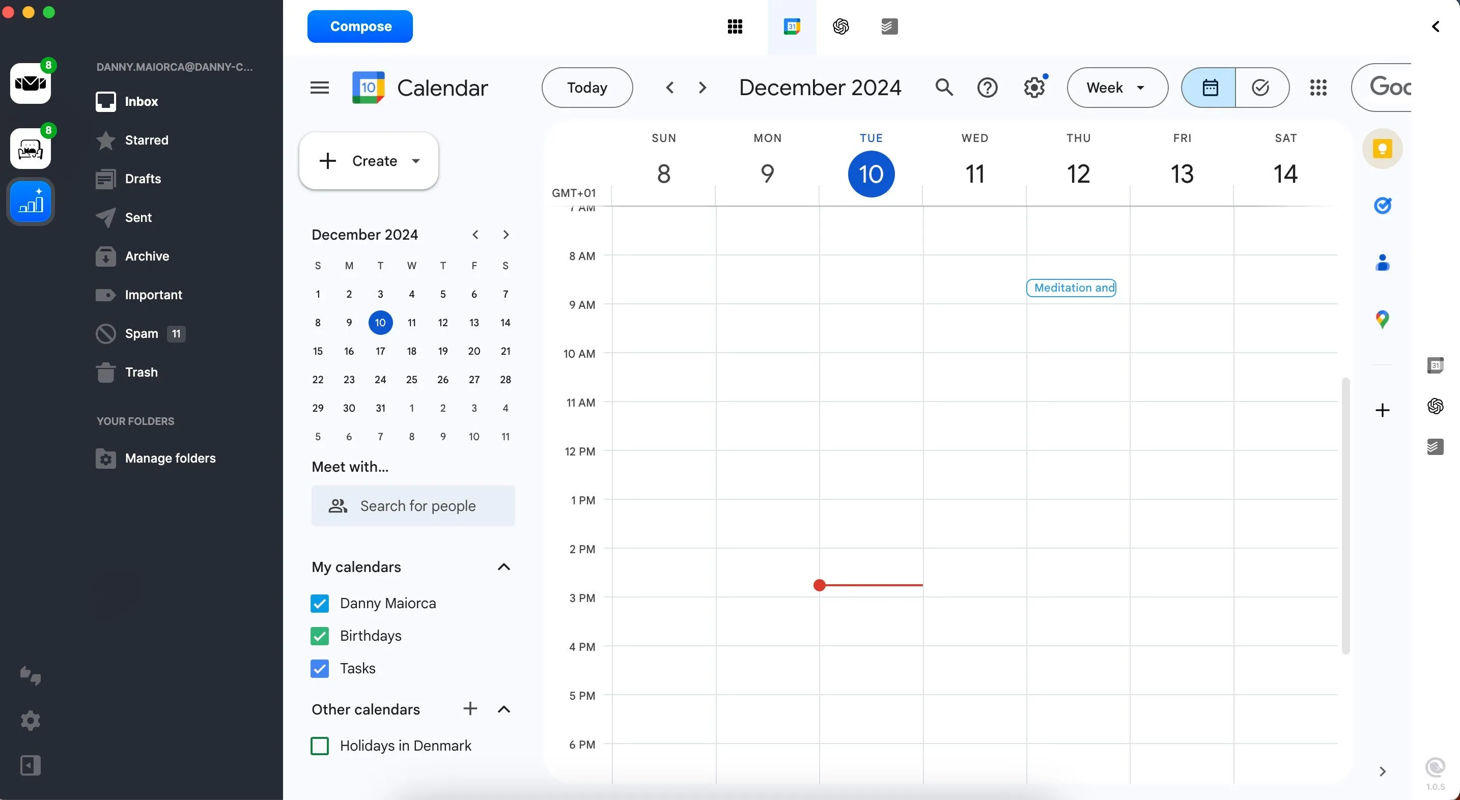 Xem và quản lý lịch Google Calendar trực tiếp trên giao diện Mailbird.