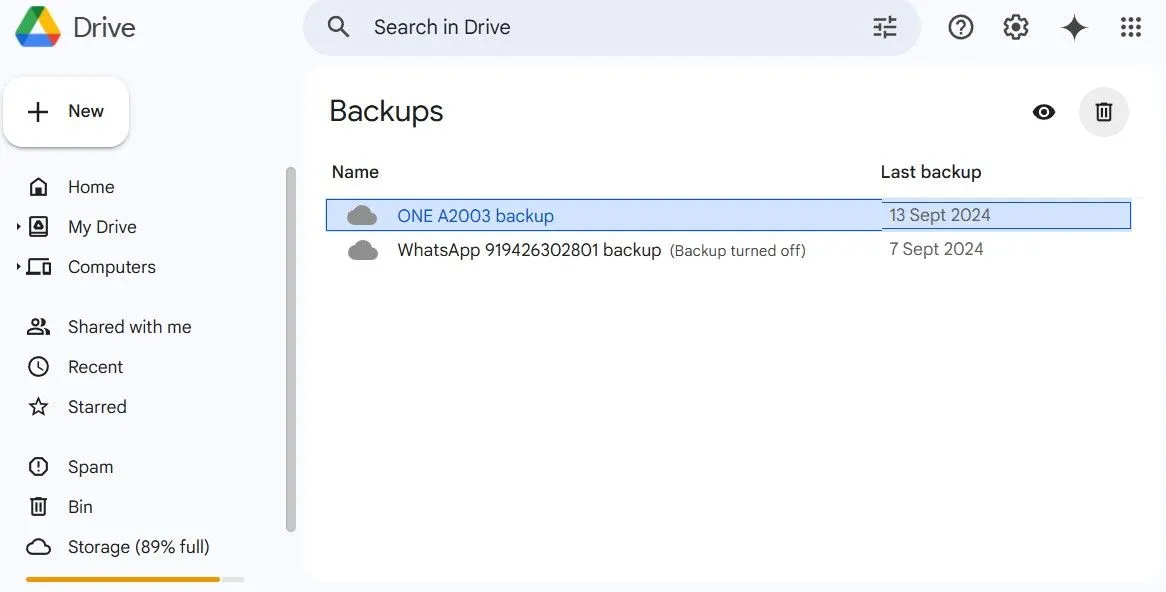 Xóa các bản sao lưu điện thoại cũ không cần thiết từ Google Drive