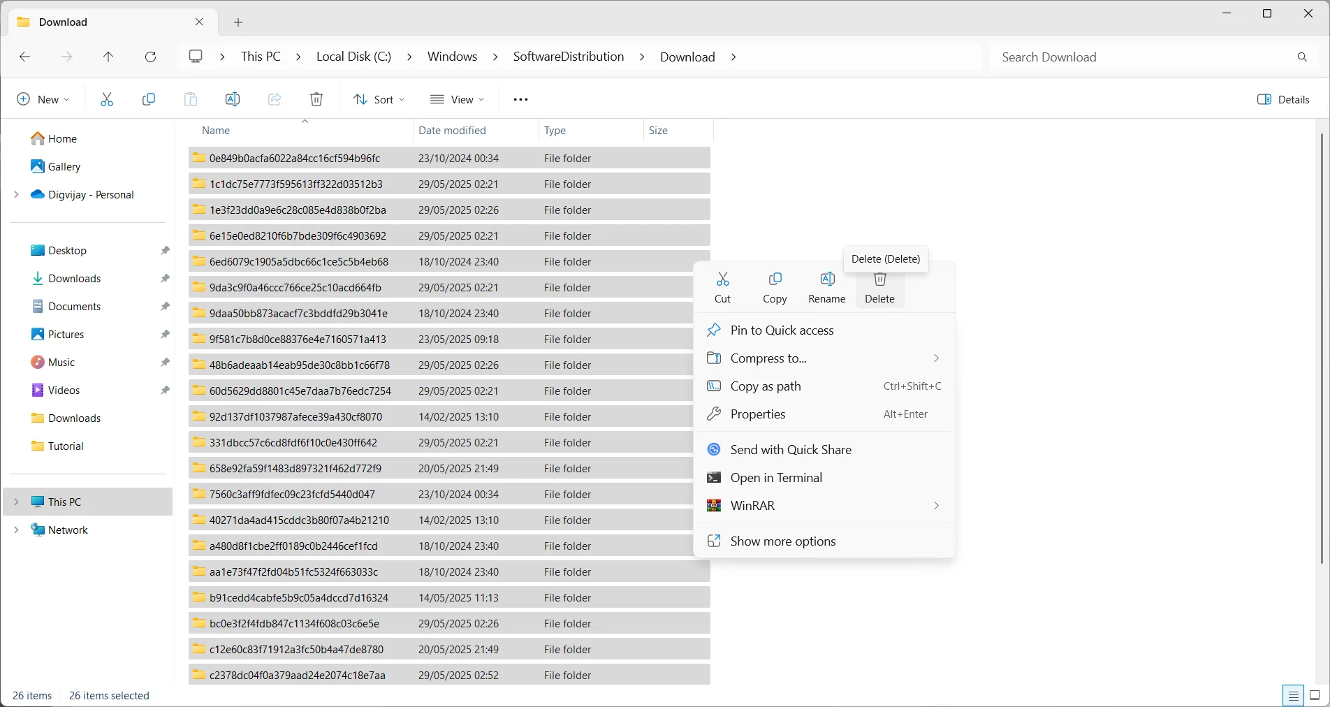 Xóa các tệp đã tải xuống trong thư mục SoftwareDistribution